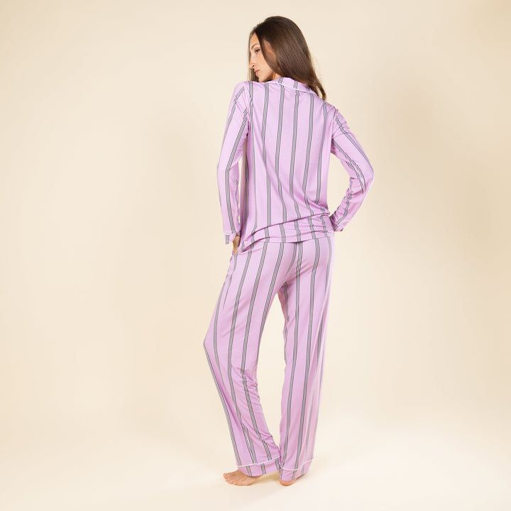 The Bubble Gum | Pink Striped SleepDeep™ Women’s Long Sleeve Pajama Set