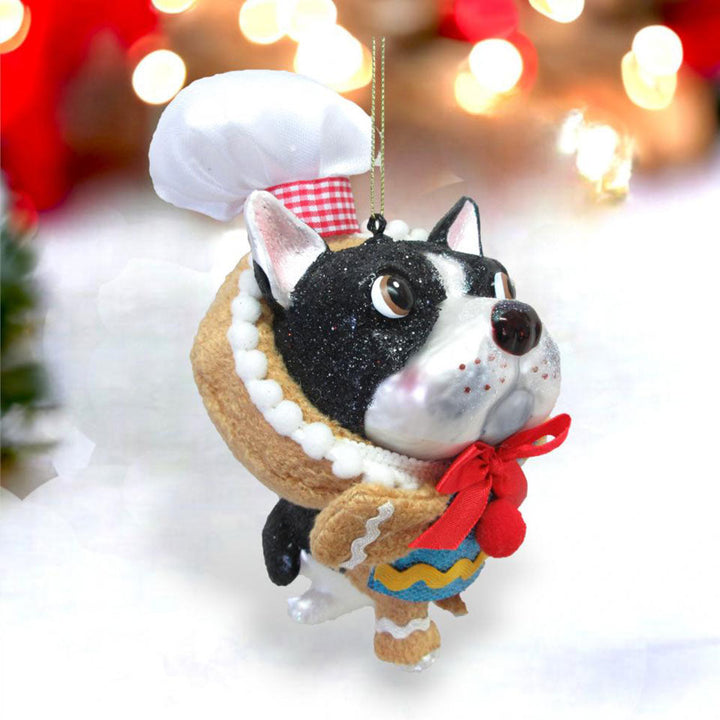 Bulldog w/Gingerbread Costume Ornament Min/6 by December Diamonds 