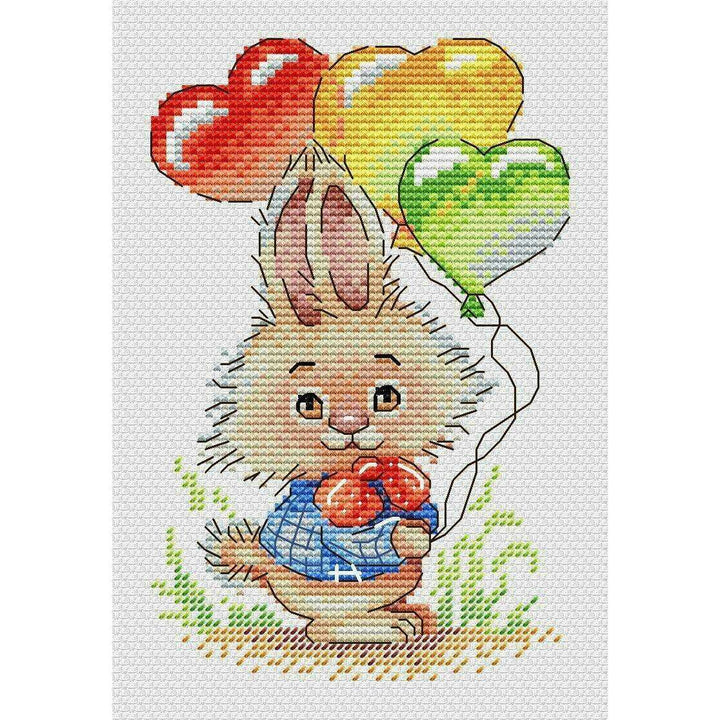Bunny with Balloons SM-556 Counted Cross Stitch Kit