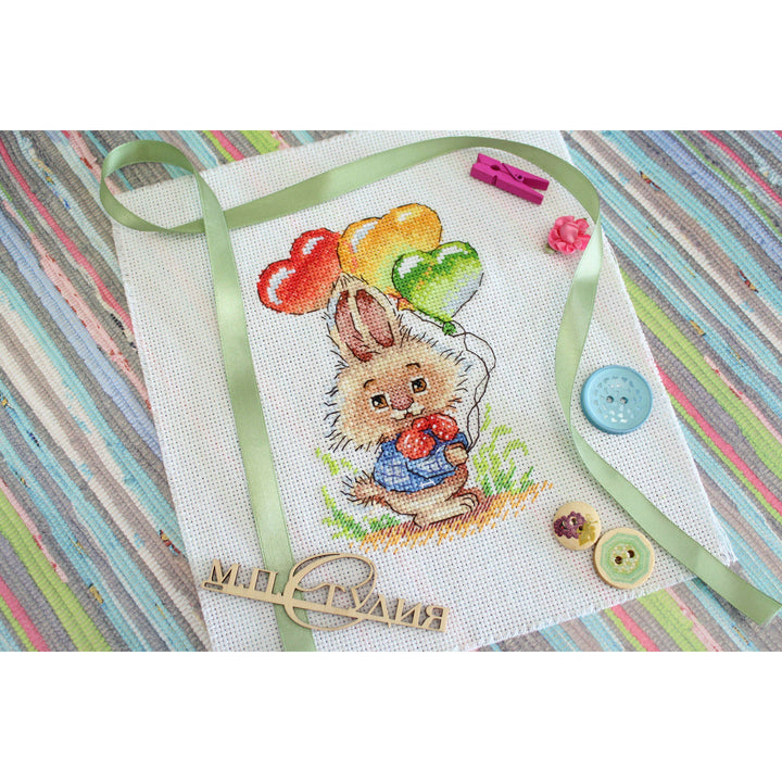 Bunny with Balloons SM-556 Counted Cross Stitch Kit