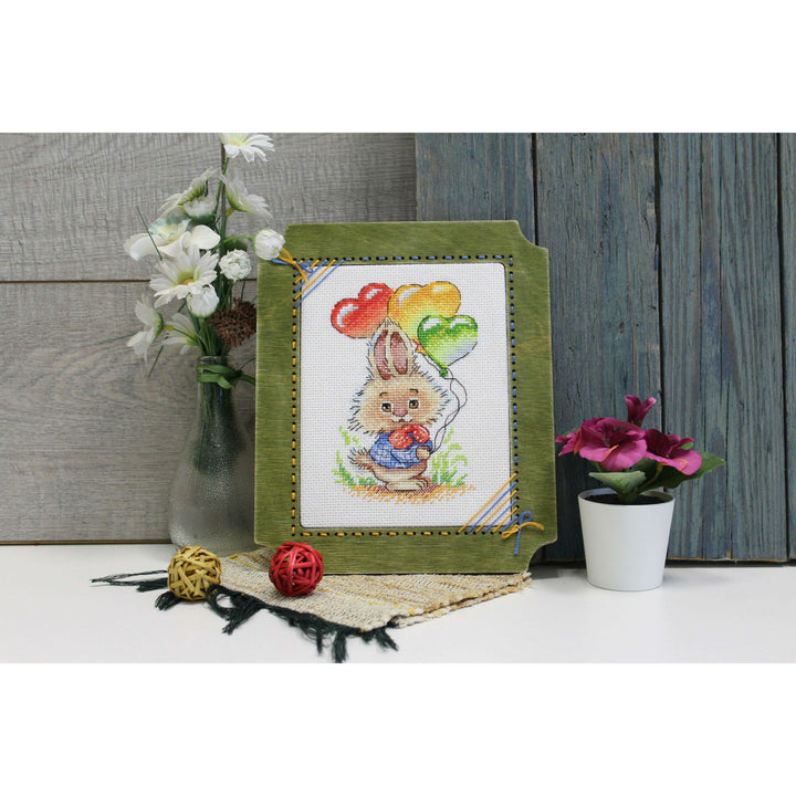 Bunny with Balloons SM-556 Counted Cross Stitch Kit
