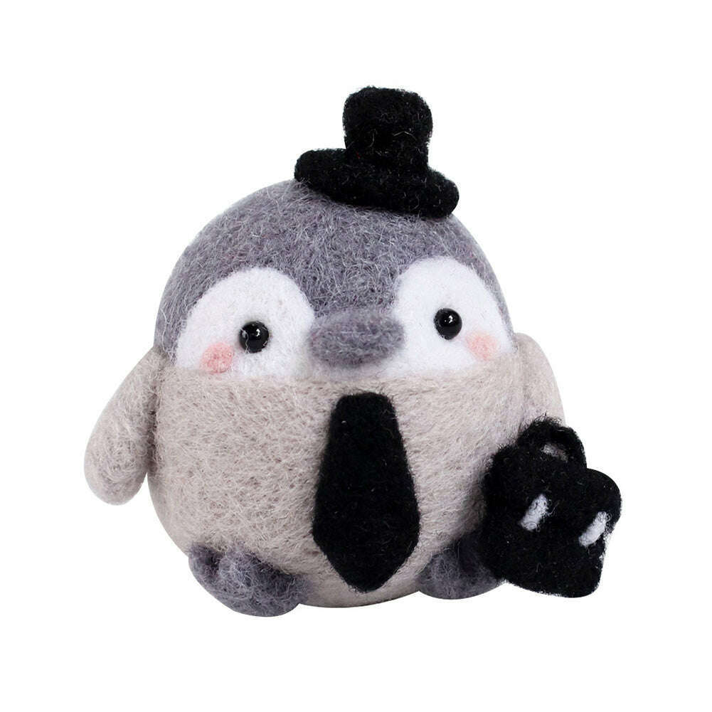 Business Penguin Needle Felting Kit. Wizardi DIY Wool Craft Kit F07N8-W111