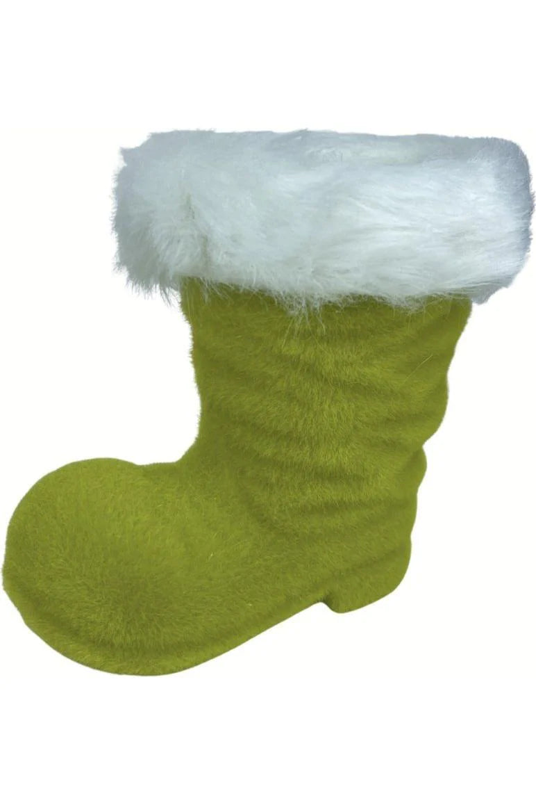 XL Flocked Santa Boot -Chartreuse