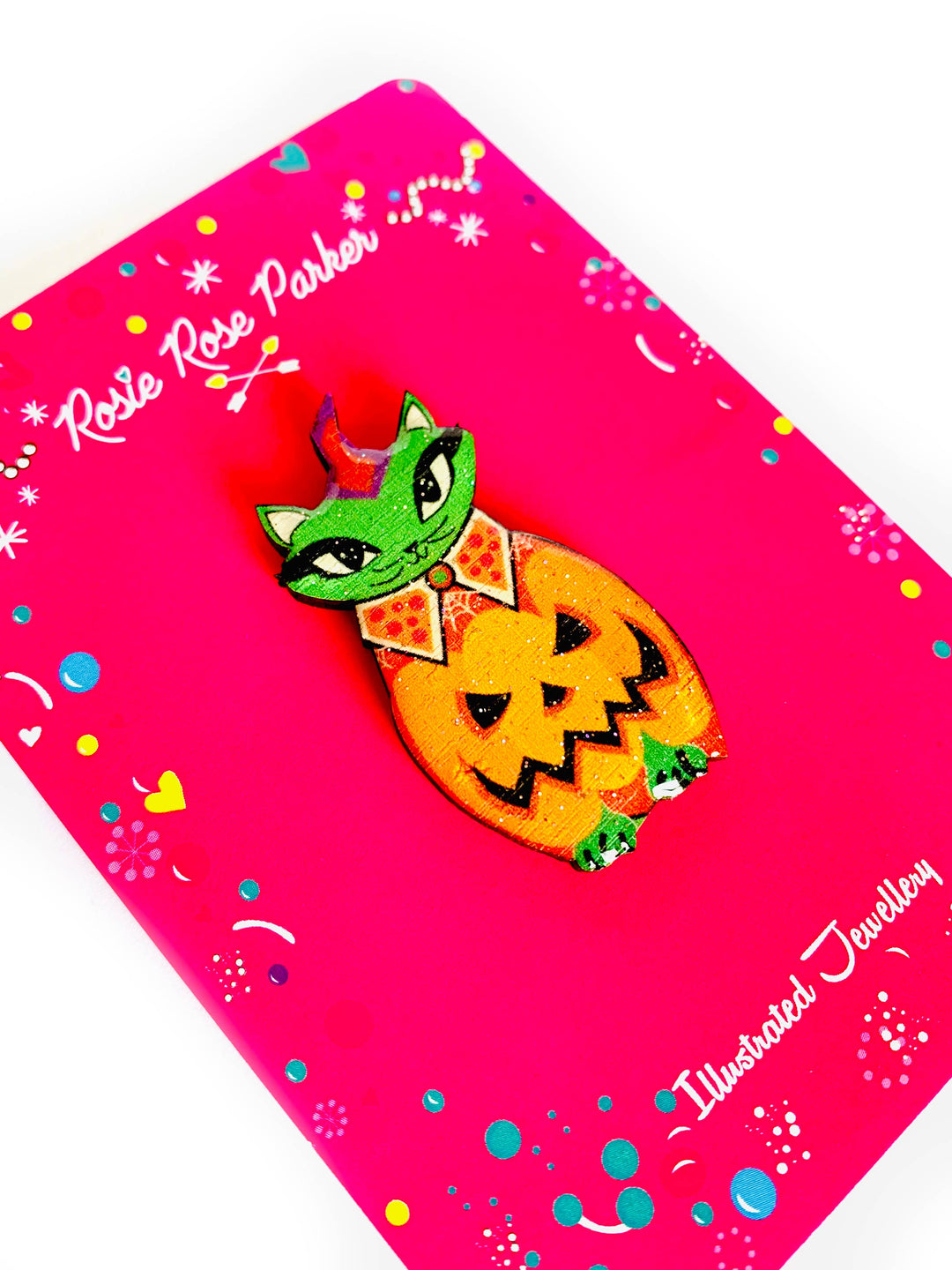 Cat in a Pumpkin Costume Pin by Rosie Rose Parker