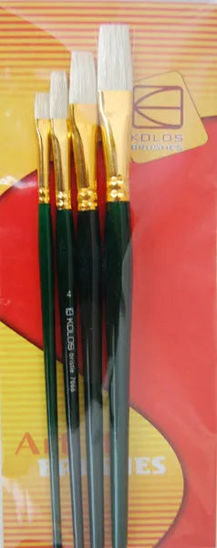 Kolos Set of paint brushes 7066. Bristle Flat. 4pc.
