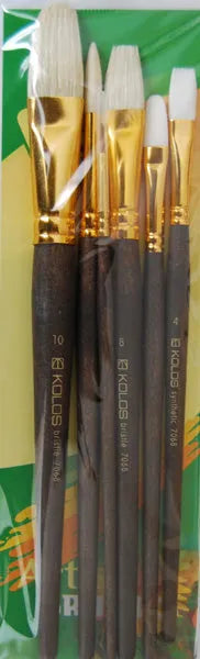 Kolos Set of paint brushes 7068. Synthetic / Bristle Round / Flat / Oval. 2/2/2pc.