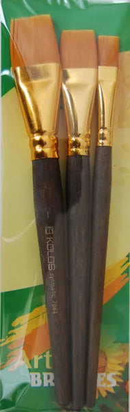 Kolos Set of paint brushes 7064. Synthetic Flat. 3pc.