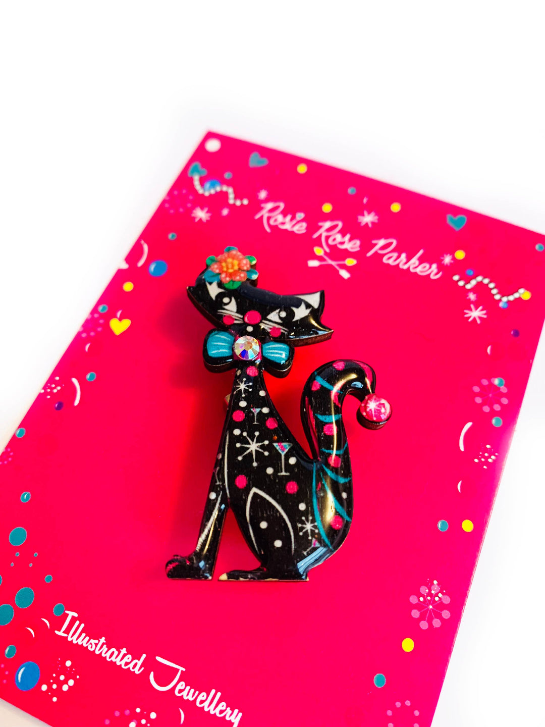 Retro Dapper Atomic Cat Brooch by Rosie Rose Parker