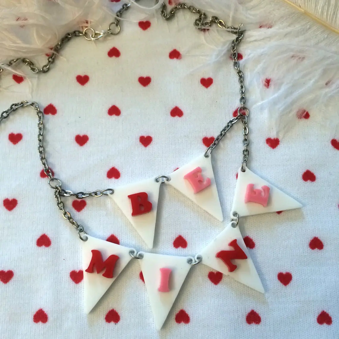 BE MINE Acrylic Laser Cut Bunting Necklace