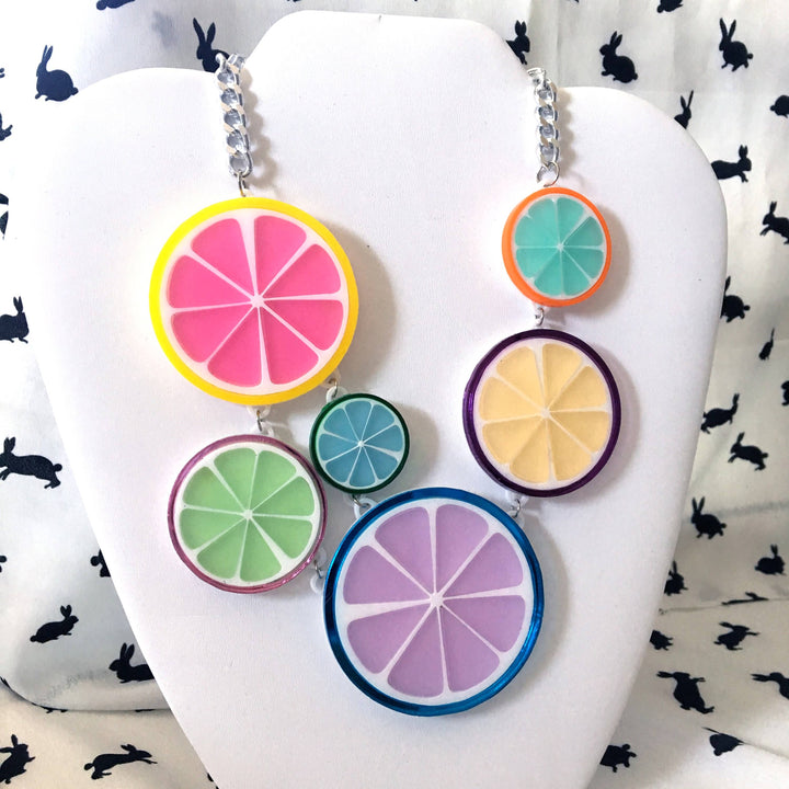 Candy Fruit Slice Acrylic Statement Necklace