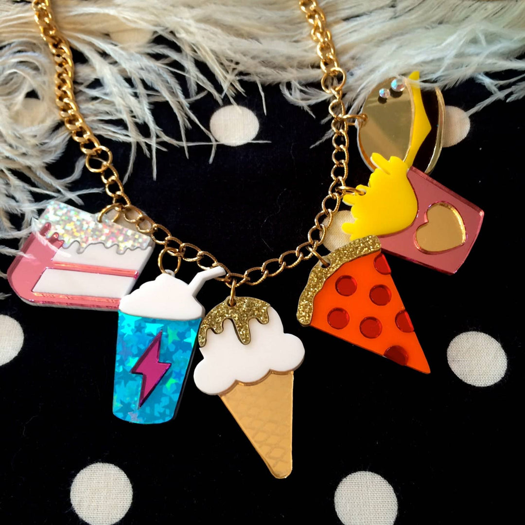 Junk Food Acrylic Charm Statement Necklace