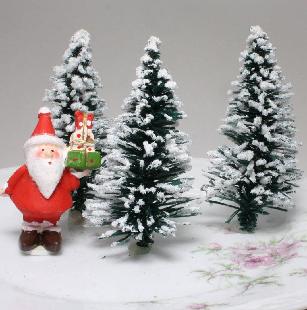 Snowy Forest Trees - 3" Tall - Green - Set of 3 Pcs