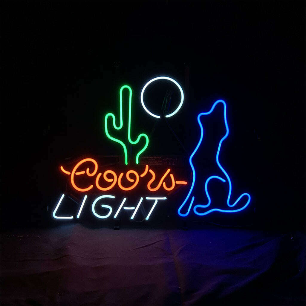 Cactus Moon Wolf Coyote Coors Light Beer Neon Signs
