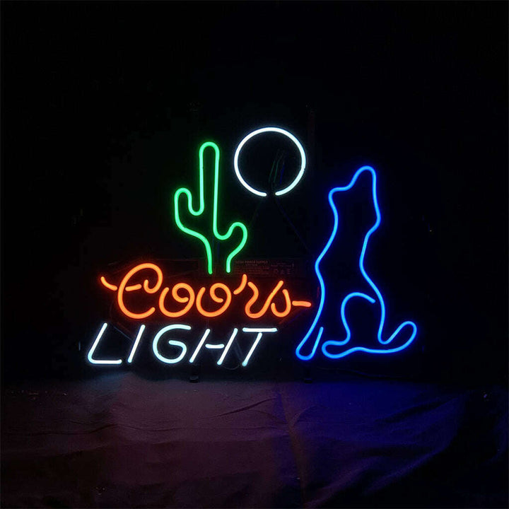Cactus Moon Wolf Coyote Coors Light Beer Neon Signs