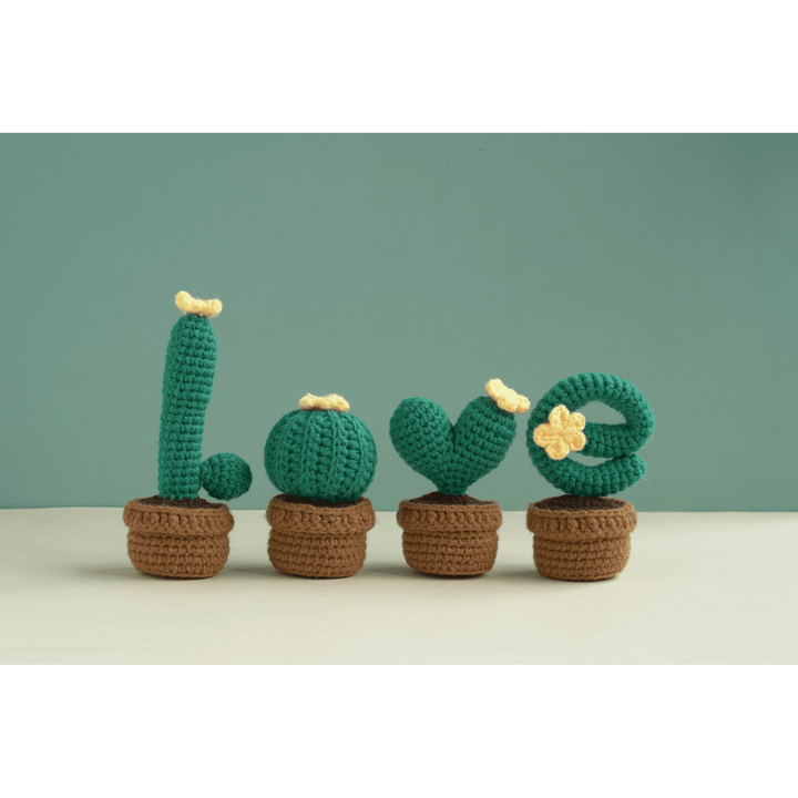 Cactus with Flowers. Potted Plant Amigurumi DIY Crochet Kit Wizardi F07N8-M18