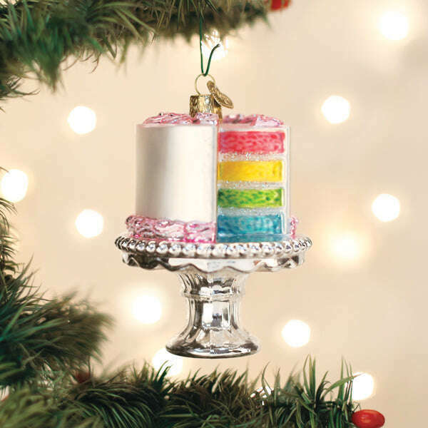 Old World Christmas Cake on Stand Blown Glass Ornament