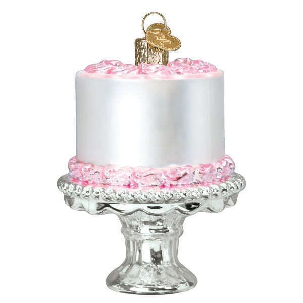 Old World Christmas Cake on Stand Blown Glass Ornament