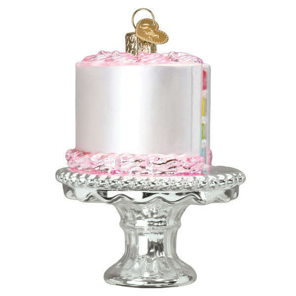 Old World Christmas Cake on Stand Blown Glass Ornament