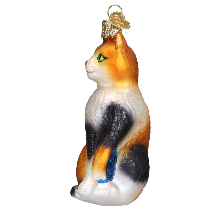 Old World Christmas Calico Cat Blown Glass Ornament