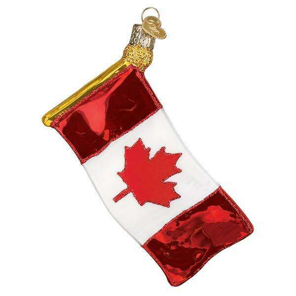 Old World Christmas Canadian Flag Blown Glass Ornament