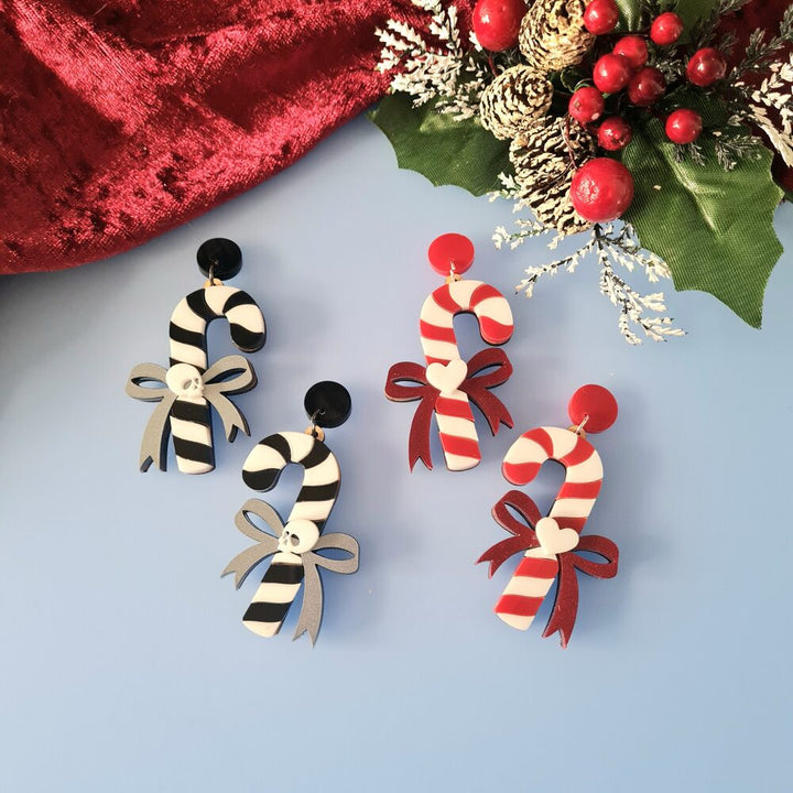 Candy Cane Festive Dangle Earrings by Cherryloco Jewellery 2
