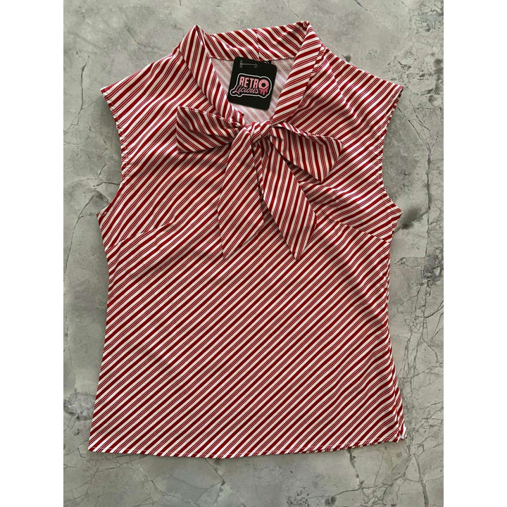 Candy Cane Stripe Bow Top - Plus Sizes only