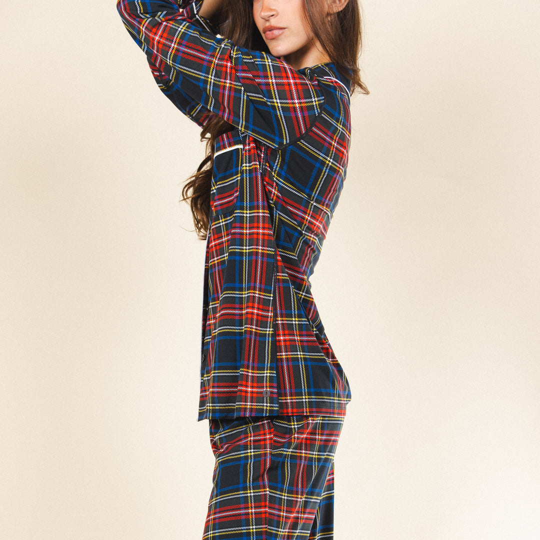 The Cappuccino | Holiday Tartan Plaid SleepDeep™ Women’s Long Sleeve Pajama Set