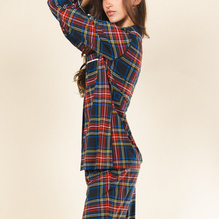 The Cappuccino | Holiday Tartan Plaid SleepDeep™ Women’s Long Sleeve Pajama Set