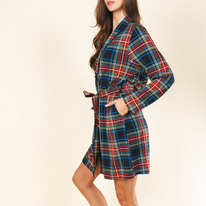 The Cappuccino | Holiday Tartan Plaid Short Modal Robe