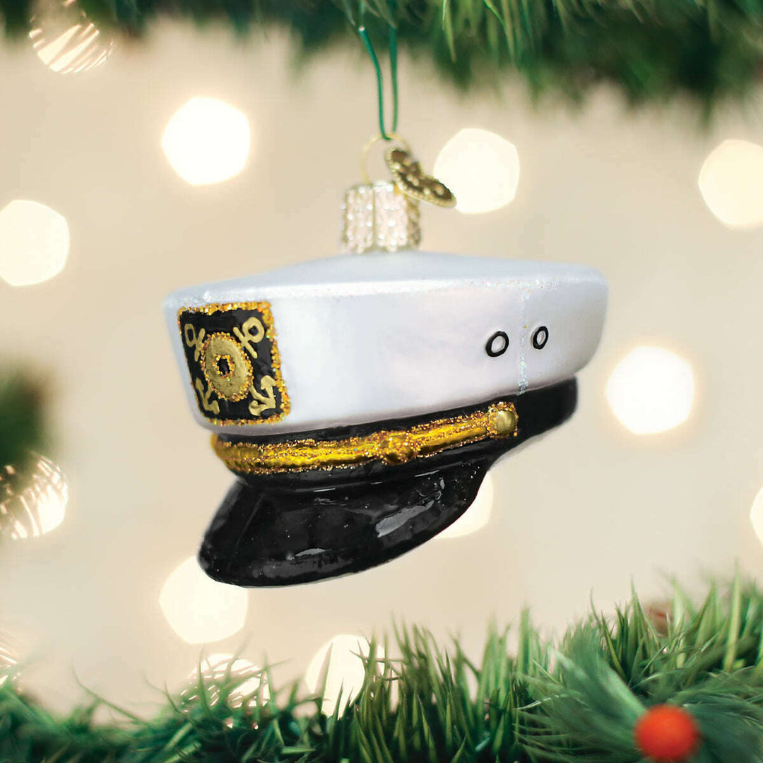Old World Christmas Captain's Cap Blown Glass Ornament