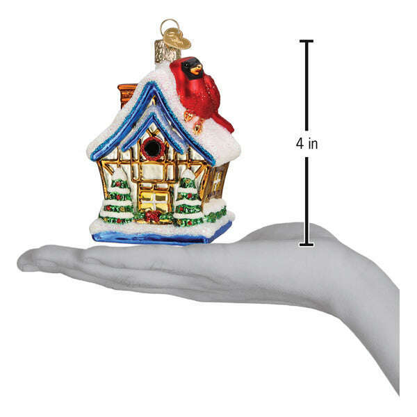 Old World Christmas Cardinal Birdhouse Blown Glass Ornament