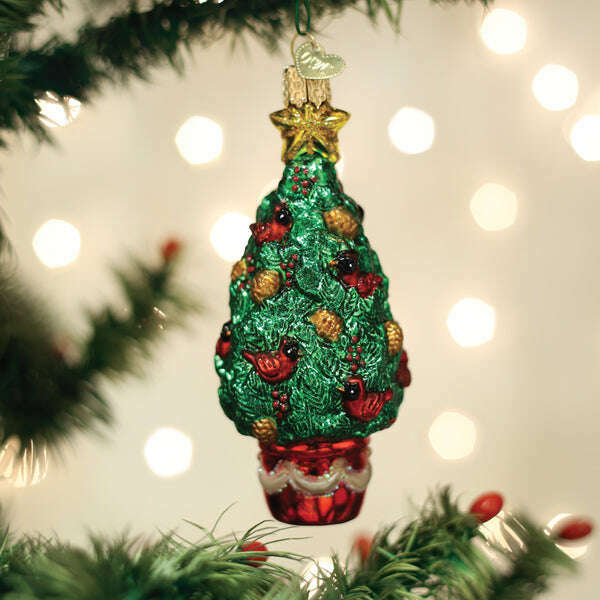 Old World Christmas Cardinal Christmas Tree Blown Glass Ornament