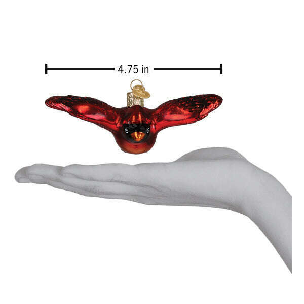 Old World Christmas Cardinal in Flight Blown Glass Ornament