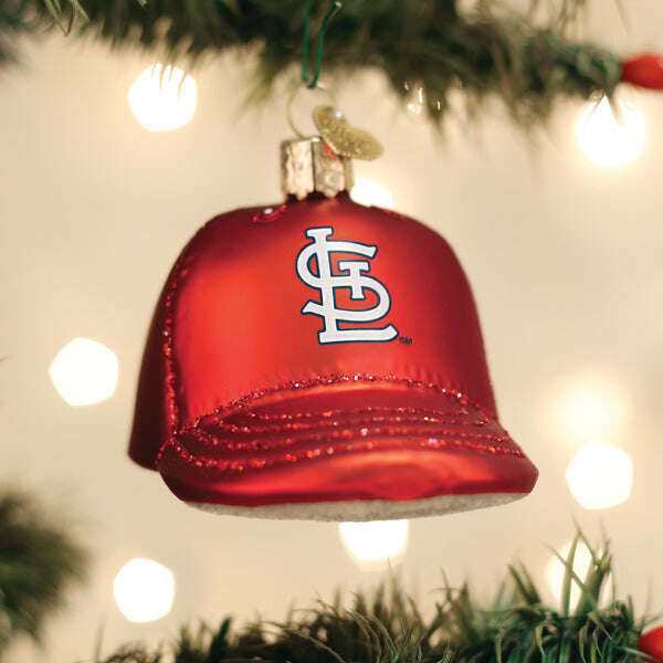 Old World Christmas Cardinals Baseball Cap Blown Glass Ornament