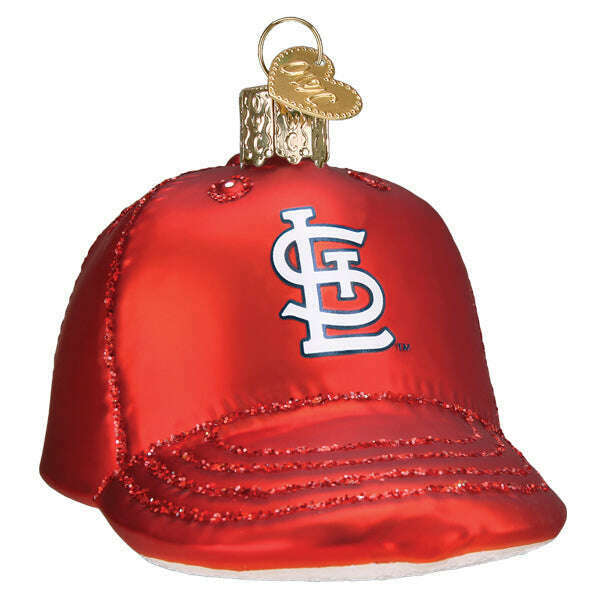 Old World Christmas Cardinals Baseball Cap Blown Glass Ornament