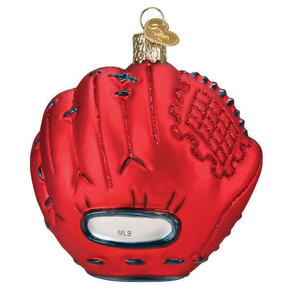 Old World Christmas Cardinals Baseball Mitt Blown Glass Ornament