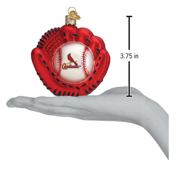 Old World Christmas Cardinals Baseball Mitt Blown Glass Ornament