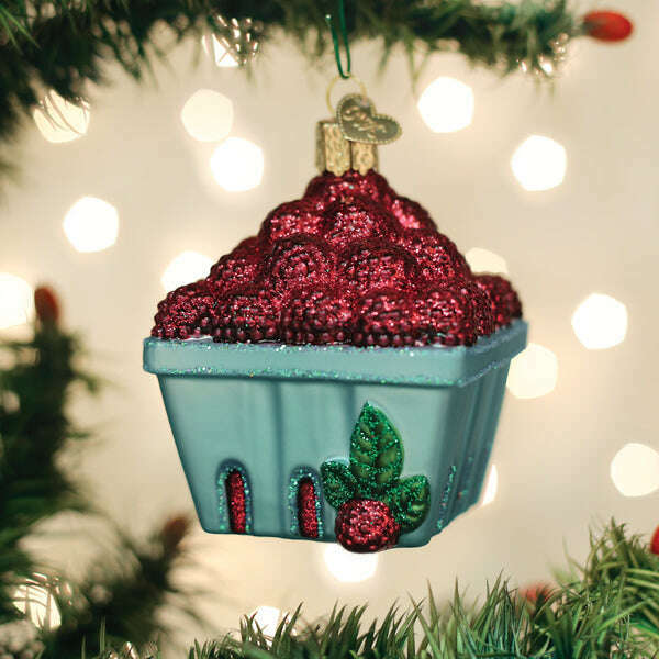 Old World Christmas Carton of Raspberries Blown Glass Ornament