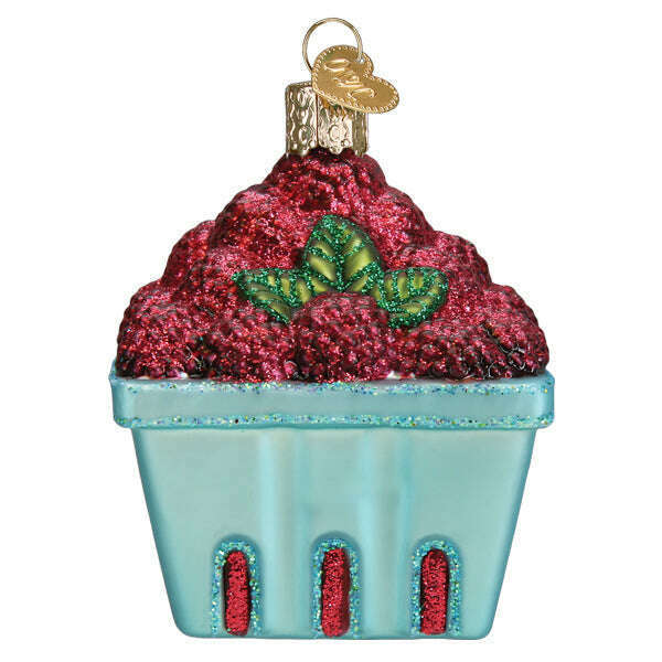 Old World Christmas Carton of Raspberries Blown Glass Ornament