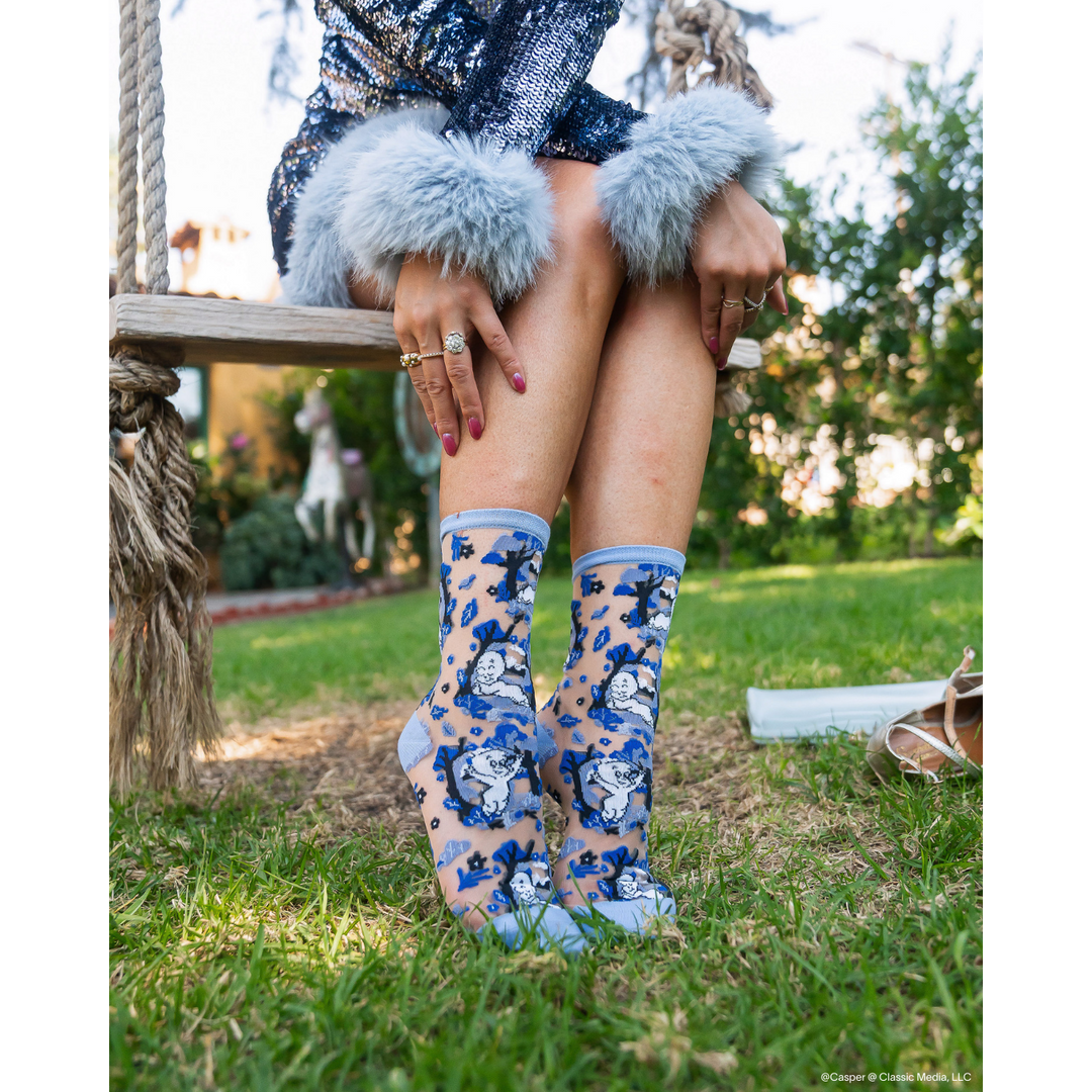 Casper and Trees Sheer Crew Sock