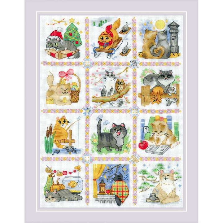 Cat Calendar R2136 Counted Cross Stitch Kit