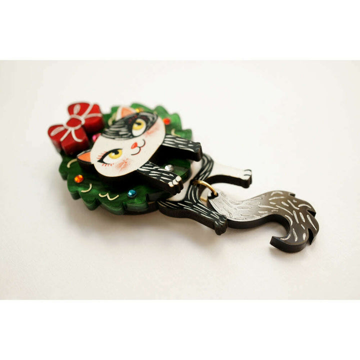 Cat in A Christmas Wreath Button Cover by Laliblue – view 3