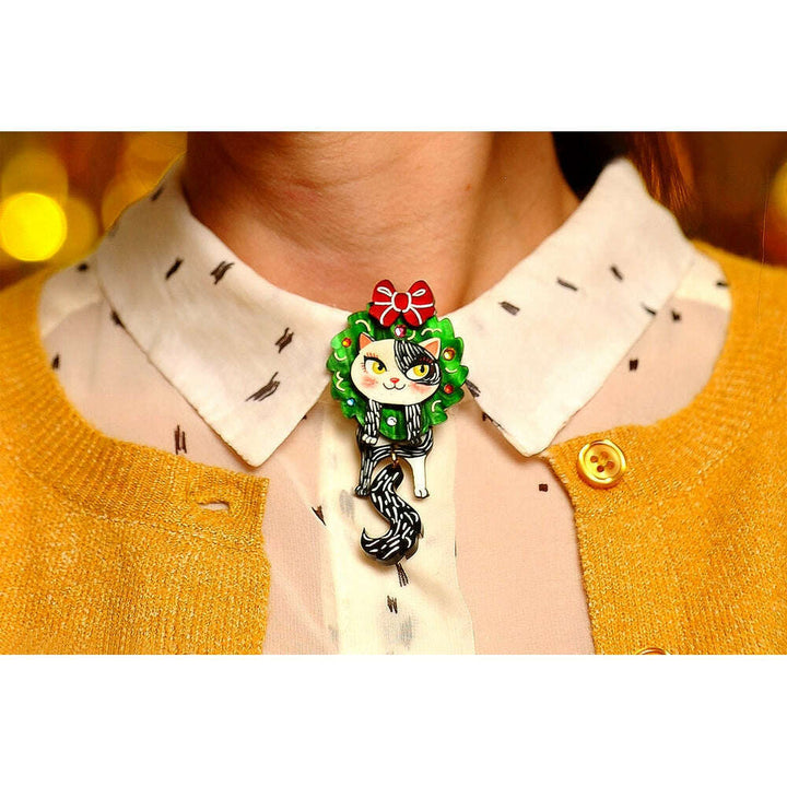 Cat in A Christmas Wreath Button Cover by Laliblue – view 4