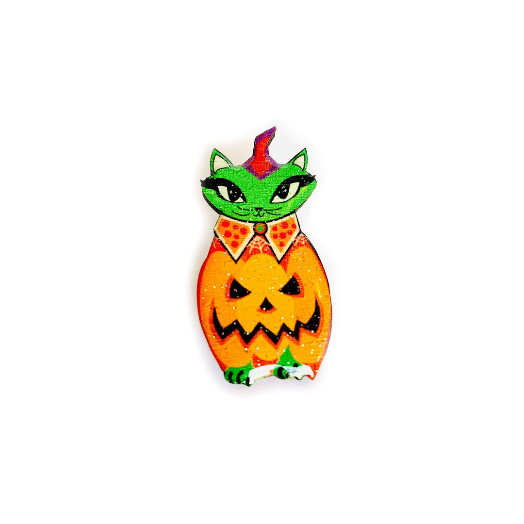 Cat in a Pumpkin Costume Pin by Rosie Rose Parker