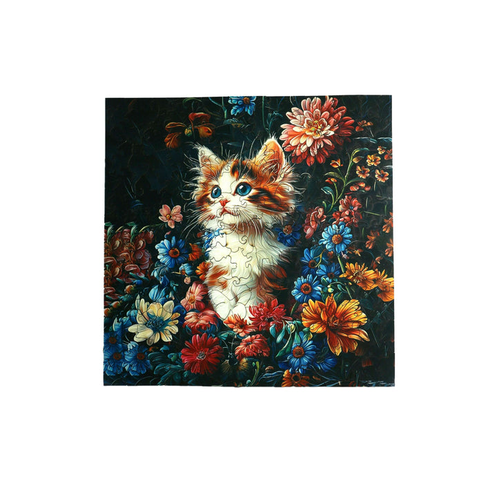 Cat in Flowers - Jigsaw Wooden Puzzle by Wizardi F07N9-16