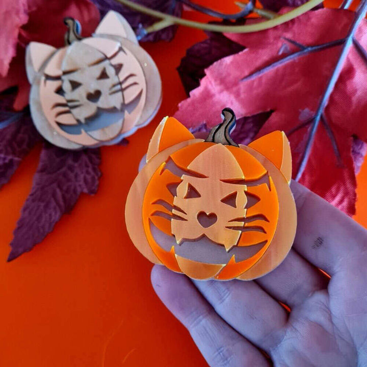 Cat O Lantern Brooch by Cherryloco Jewellery 3