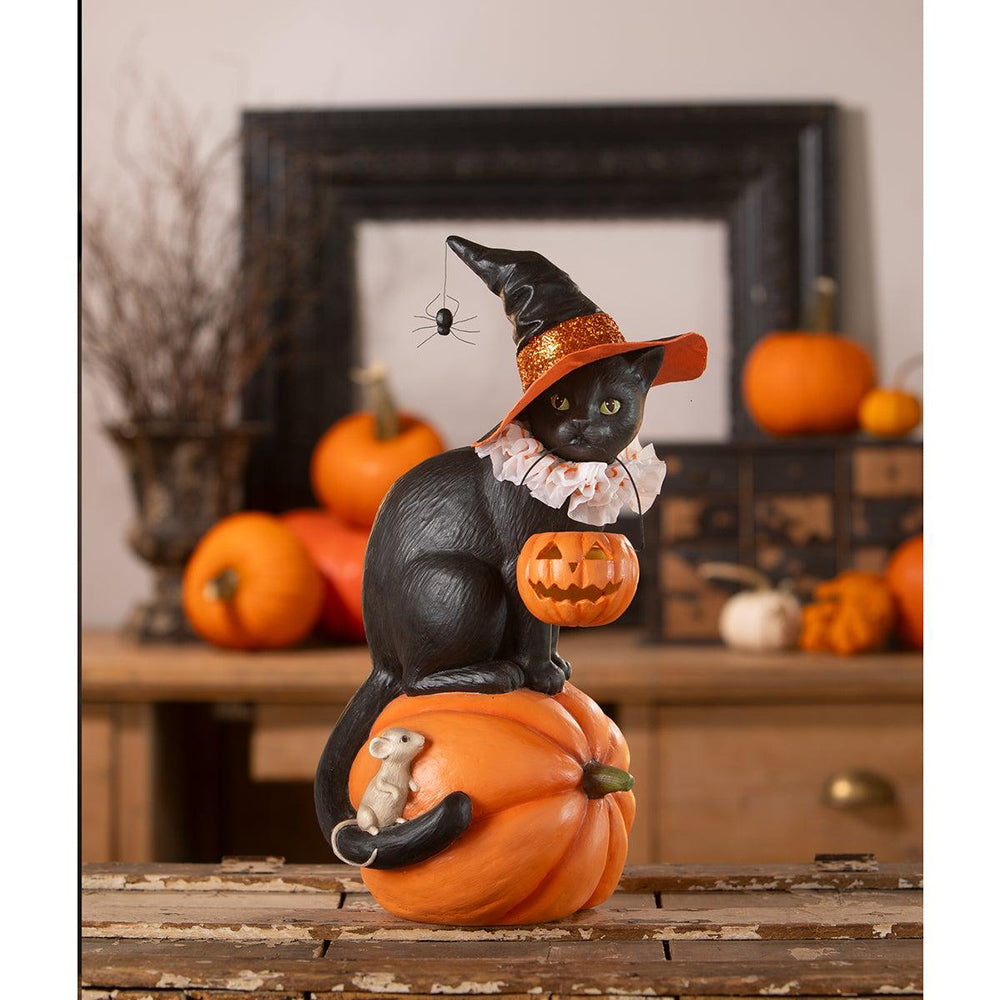 Cat Witch on Pumpkin by Bethany Lowe Designs image 3