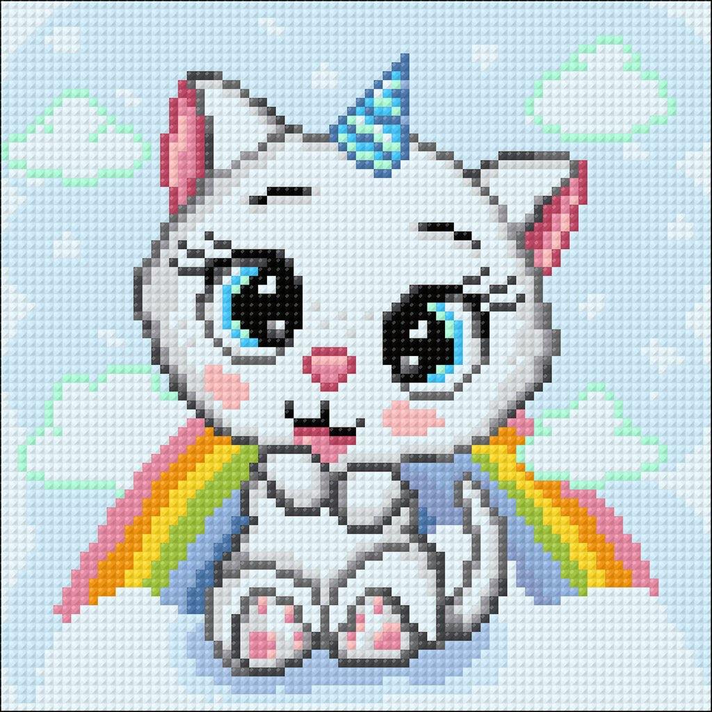 Cat with Rainbow CS2708 7.9 x 7.9 inches Crafting Spark Diamond Painting Kit