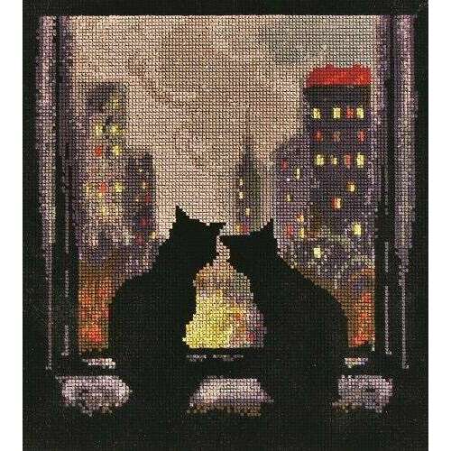 Cats on the window Counted cross stitch kit 1093A