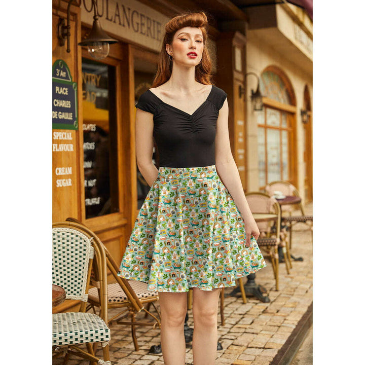 Cats & Plants Skater Skirt